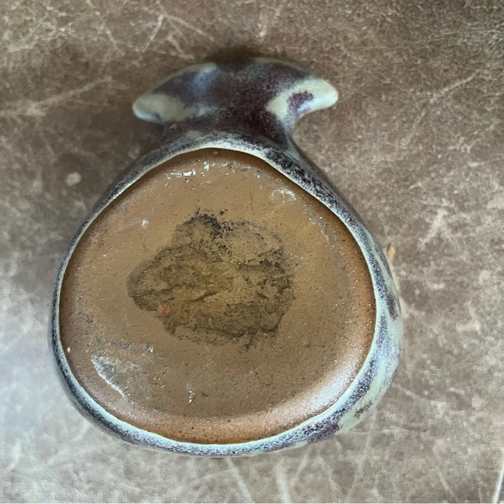 Whale Bud Vase Green Burgundy‎ Smiley Face Fish Studio Pottery Ceramic Beach Fun